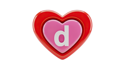 Three-Dimensional Heart with Letter D