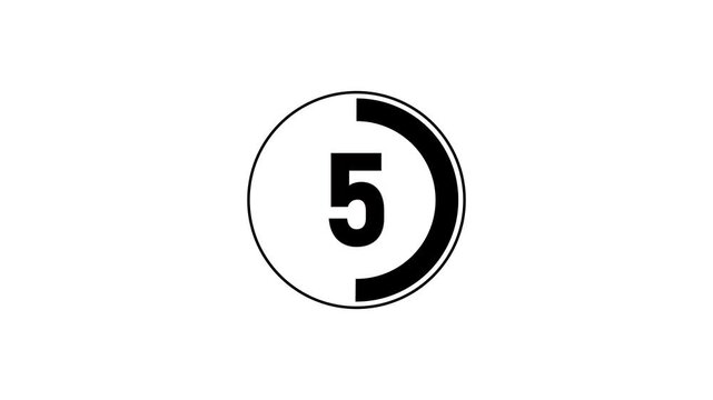 White Number Seven Inside Circle With Progress Bar and 10 second countdown timer animation . number, numeral, digit, count, counting, timer, countdown, progress, progress bar, circle, ring,  
