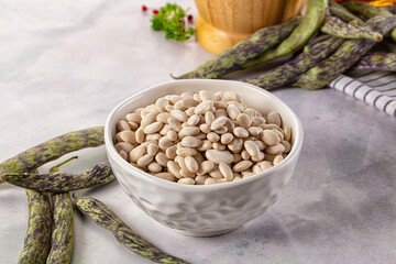Raw dry white beans heap