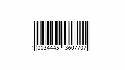 Barcode with Black Bars and Numbers on White Background.