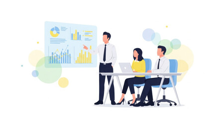 Team Presentation in Office Meeting with Charts