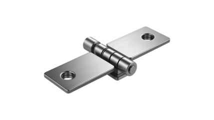 Silver Metal Butt Hinge with Flat Plates stainless steel isolated on a transparent background