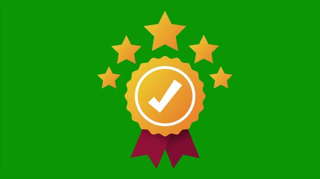 Award Ribbon Animation Green Screen Achievement Badge