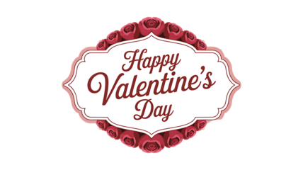 an ornate pink frame with the words happy valentine s day in elegant script on transparent background