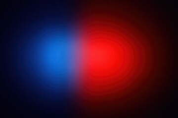 Abstract Composition with Blurry Blue and Red Orbicular Shapes on Dark Background Suggesting Emergency or Warning Light System and Creating a Sense of Urgency