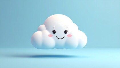 Cute Smiling Cloud Character with Blushing Cheeks.