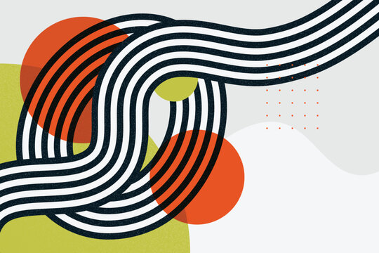 Colorful abstract background with retro style flowing lines