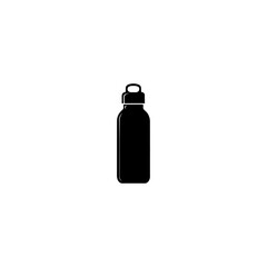 
Black silhouette of water bottle stands. Simple vector graphic for posters, environmental branding, or sticker design. 