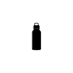 
Black silhouette of water bottle stands. Simple vector graphic for posters, environmental branding, or sticker design. 