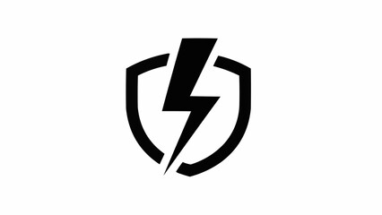 Shield with Lightning Bolt Symbolizing Protection and Security.