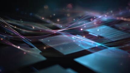 Digital Flow: A futuristic image of an abstract digital landscape, where lines of light weave across a grid.