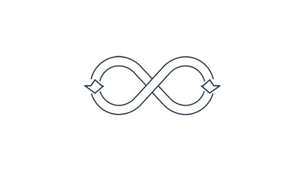Symbol of Infinity with Arrows on White Background