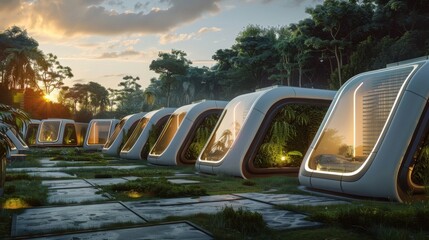 
Solar energy storage hub, advanced battery units, futuristic green energy infrastructure