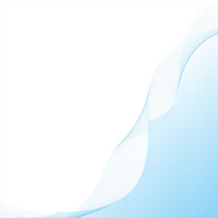 Smooth abstract blue wave background featuring a flowing motion of light curves and vector lines with a smoke-like swirl design for a modern business wallpaper