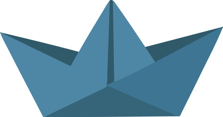 Origami paper boat in blue