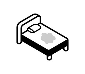 おねしょをしたベッドのアイコンイラスト　ベクター