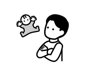 赤ちゃんと男性のイラスト　ベクター