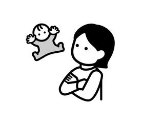 赤ちゃんと女性のイラスト　ベクター