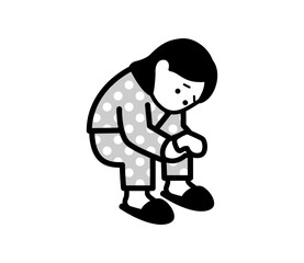 落ちこむ女性のイラスト　ベクター