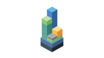 Naklejka premium Isometric Bar Chart Representing Growth and Data Analysis