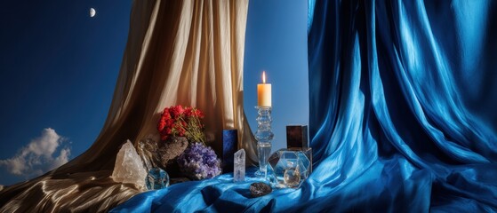 Premium Wellness and Spirituality Content Ethereal Candlelit Altar for Modern Lifestyle Marketing and Authentic Calm Inspiration