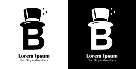 The design of the letter B logo combined with a magician's hat © Yohanes