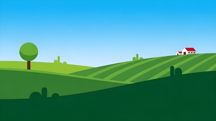 Simple colorful field illustration with clean flat shapes and a bright modern look