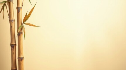 Bamboo stalks with leaves green leaves brown