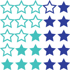 Obraz premium Blue Star Rating System and Feedback Icons on Black Background
