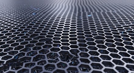 Abstract honeycomb pattern design in metallic gray color with geometric shapes