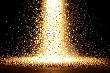 Golden Particles Emanating from a Dark Background