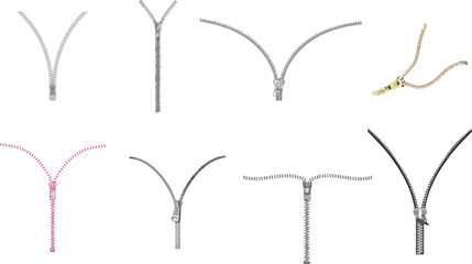 Opened Zipper PNG Vector – Unzipped Clothing Fastener Illustration, Fashion Detail and Creative Reveal Design with Transparent Background Artwork © wanda