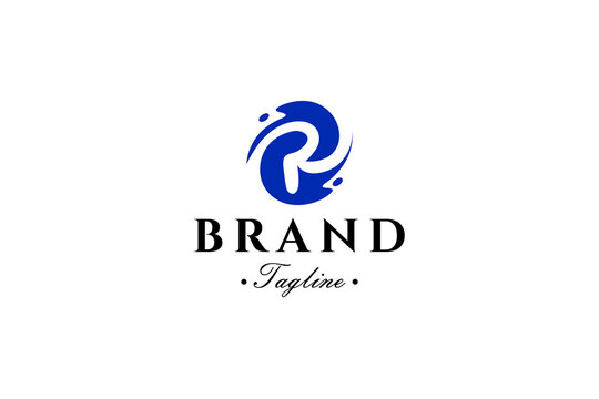R letter logo with splash effect with vector design style concept template