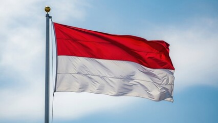 Indonesian Flag Waving Against Clear Sky