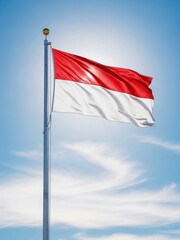 Indonesian Flag Waving Against Clear Sky