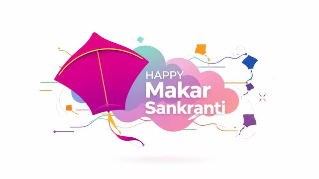Happy Makar Sankranti Celebration Background Pink Kite Graphic