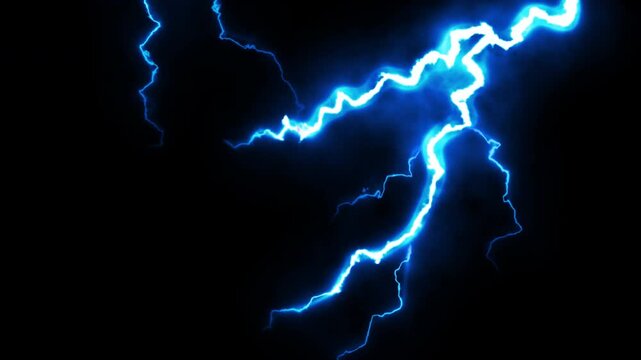 Lightning bolt glow isolated on transparent background. 4K