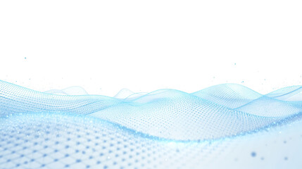 Abstract Digital Network Wave With Blue Particles And White Background