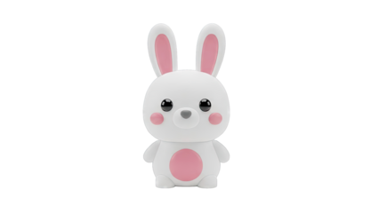 Cute Cartoon White Bunny with Pink Accents