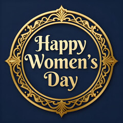 Happy Women&rsquo;s Day Ornate Gold Emblem