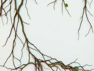 Organic Twisted Vine Wreath Frame on White Background. Generative AI. 
