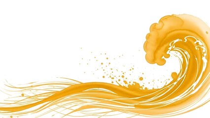 Vibrant orange wave splashing on white background with dynamic motion