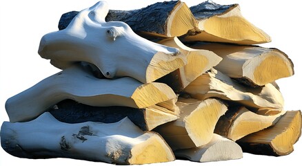 Stacked firewood logs rustic natural warm golden brown rough cut texture for winter heating and outdoor living