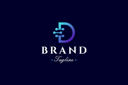 Technology letter D logo with modern design style