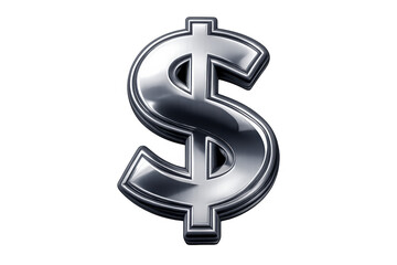 Fototapeta premium Silver dollar sign 3d rendering representing global economy, finance, currency, wealth, and banking with transparent background