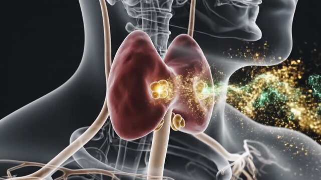 3D Animation of Human Thyroid and Parathyroid Glands within Transparent Neck and Chest Anatomy