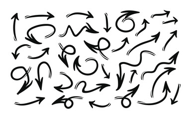 Sketch arrow vector set. Hand drawn arrows, mark point icon design collection for business and education design element.