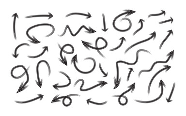 Sketch arrow vector set. Hand drawn arrows, mark point icon design collection for business and education design element.