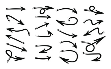 Sketch arrow vector set. Hand drawn arrows, mark point icon design collection for business and education design element.