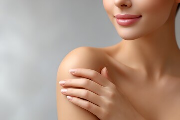 Gentle skin care routine with woman applying body cream